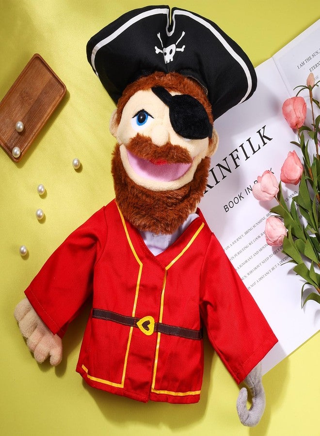 ZJoey Role Play Hand Puppets Hand Plush Chef Doctor Fireman Pirate Detective Athlete Nurse Worker Hand Puppet Toys Puppets for Kids Storytelling Imaginative Pretend Play Teaching Preschool(Pirate) - Image 3
